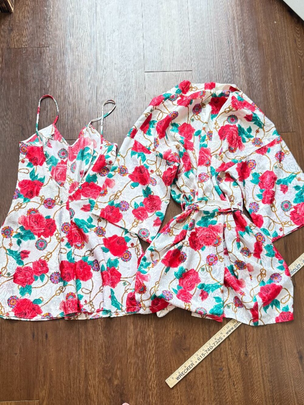 Vintage L.A. Intimates Rose Floral Babydoll Set Cottagecore Romance M 3811